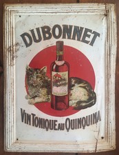 Ancienne Tole DUBONNET vin tonique au quinquina chat bar cafe restaurant 31x40cm