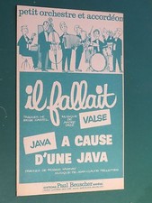 Partition Il fallait S. CASTEL A. PATÉ "orchestre accordéon" BEUSCHER"
