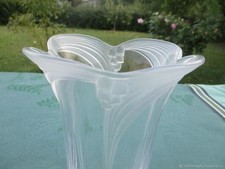 Vase Muguets Ancien en Cristal Dans Le Style Lalique France