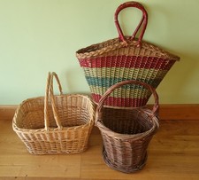 3 Panier ancien Osier ROTIN /