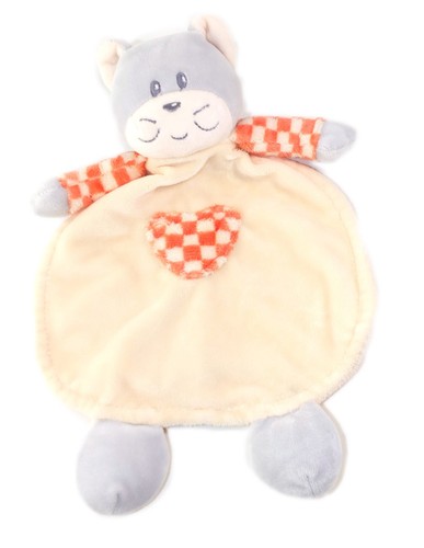 Doudou plat chat jaune orange - doudou,