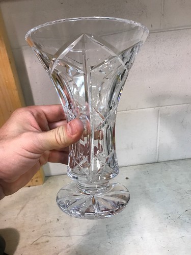 Vintage cut glass vase - glass,