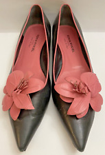 Ballerines Sonia Rykiel cuir noir et rose ornement foral T.37 vintage collector