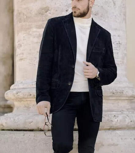Blazer cuir bleu - en,