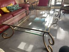 table basse design en verre à  double plateau