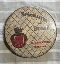 ANCIENNE BOÎTE TOLE LITHO CONFISEUR G.TAVERNIER BOURGES DIAMÈTRE 19,5 CM