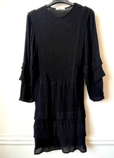 Robe chic Noir froissé près du corps Sessùn modèle Lambeth S 34 36 Exc état