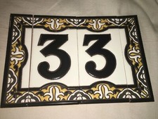 Vtg ceramic address tiles 33 or 3 W/ decorative end pieces Spain Tierra Fina