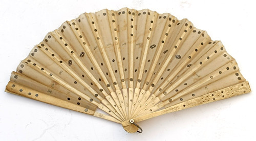 Eventail ancien sculpté xixe - eventail,
