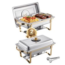 SucceBuy Lot de 2 boîtes à frire pour buffet, chafer en acier inoxydable avec po