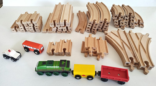 Wooden train railway set - railway,