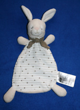 H & M - H ET M DOUDOU LAPIN PLAT BEIGE BLANC YEUX DORMEURS MOTIF ETOILES KOM9