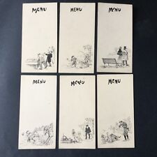 Lot De 6 Menus Anciens Humour Billard Cuisinier Ane Pêcheur 1910 circa