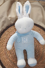 Peluche Doudou Lapin Bleu