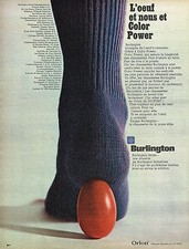 PUBLICITE ADVERTISING 035  1971  BURLINGTON  chaussettes homme COLOR POWER