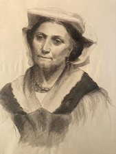 Pencil drawing portrait woman