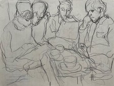 Personnes À La Table Croquis Dessin Étude #138 Gerda Gundorph Jörgensen