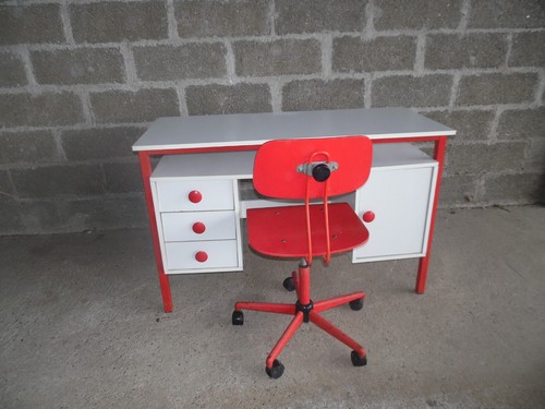 Meuble vintage rouge blanc - vintage, et