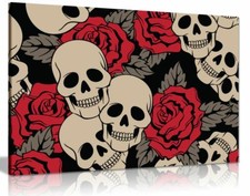 Impression d'images murales sur toile Roses et crânes