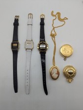 Lot de 6 montres vintage, LCD, femme, une montre collier, montre de poche