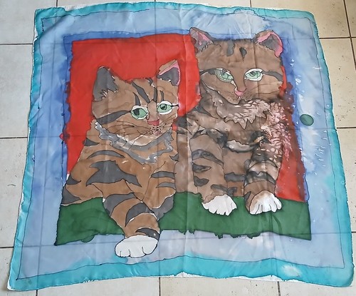 Foulard carré ancien chats - foulard/carré, "chats"