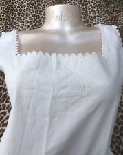 FRENCH 1800s MATERNITY NURSING NIGHTGOWN~WHITE COTTON~EMBROIDERED MONOGRAM~NEW~M