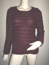 CHAUD DOUX PULL FEMME C&A EN TRICOT GRENAT FILE DORER T:S