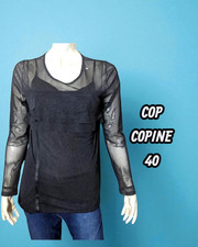 Cop copine Taille 40  haut top tee shirt manches longues gris foncé femme