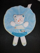 Doudou plat rond chat bleu à pattes NICOTOY 