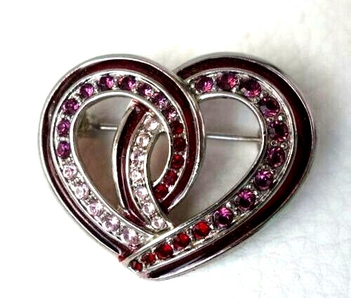 Broche coeur enlacé strass - broche,