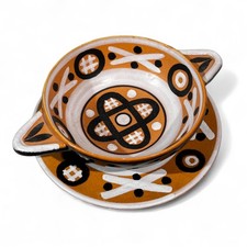 Bol à oreille assiette faïence céramique 50 signé Keraluc Era Le Corre Toulhoat