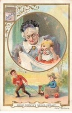 CHROMO #MK40564 S488 FEMME ENFANS CHARETTE EN BOIS JOUET LIEBIG