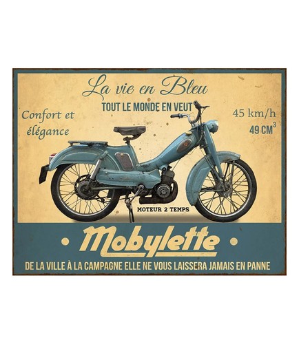 Plaque métal vie bleu - métal, en