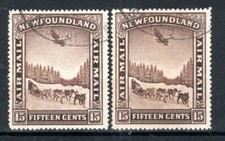 Canada - Terre-Neuve 1931 15c Aérien Avec Et Sans Wmk Sg 192 Et 195 Fu Cds