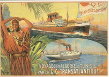 DELLEPIANE carte postale VOYAGE en ALGERIE.superbe DESSIN: paquebots,belle femme