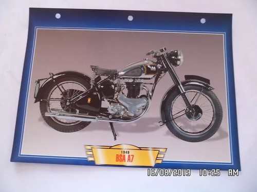 Carte fiche moto 1949 bsa - carte,