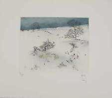 Bernard LOUEDIN : Paysage hivernal, Gravure signée