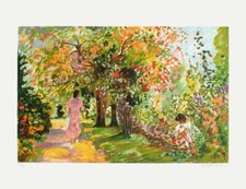 Yvonne CHEFFER-DELOUIS LE JARDIN DE L'ARCHEVÊCHÉ lithographie signée
