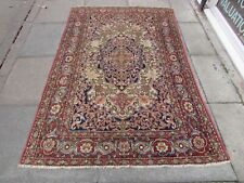 Ancien Worn Traditionnel Main Fabriqué Oriental Rouge Noir Laine Tapis 208x137cm