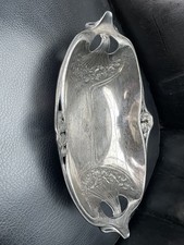 Ancienne corbeille métal argenté art nouveau motif floral déco table