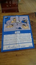 VINTAGE TORCHON CALENDRIER SERVIETTE  1992 CHAT CHATON BLANCHE PORTE COTON