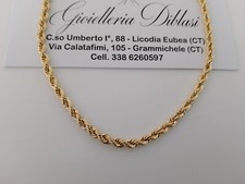 18K OR JAUNE Chaîne COLLIER TRESSE CORDE Maille Massif Homme Femme 750% Italie