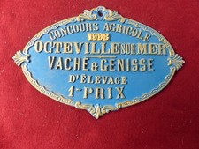 PLAQUE DE CONCOURS AGRICOLE  1998 / octeville sur mer  / 1° prix