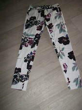 Pantalon FREEMAN T. PORTER habillé blanc et fleurs multicolores  36  TBE