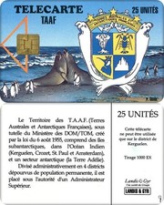 TRES RARE TELECARTE TAAF 1994