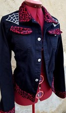 Veste jean denim leopard