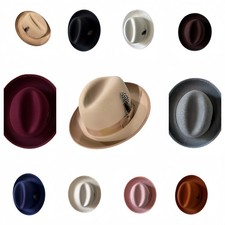 Chapeau Fedora Femme Homme Feutre Large Bord Chapeau Jazz Panama Hat avec Plume