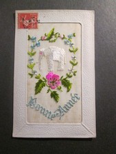 Carte postale ancienne brodee