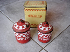 Lot 3 anciennes boites tôle émaillée et lithographiée épices poivre