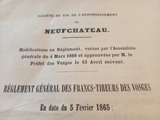 [ NEUFCHÂTEAU VOSGES LORRAINE 1865 ] CHASSE TIR FRANC-TIREUR FUSIL CARABINE RARE
